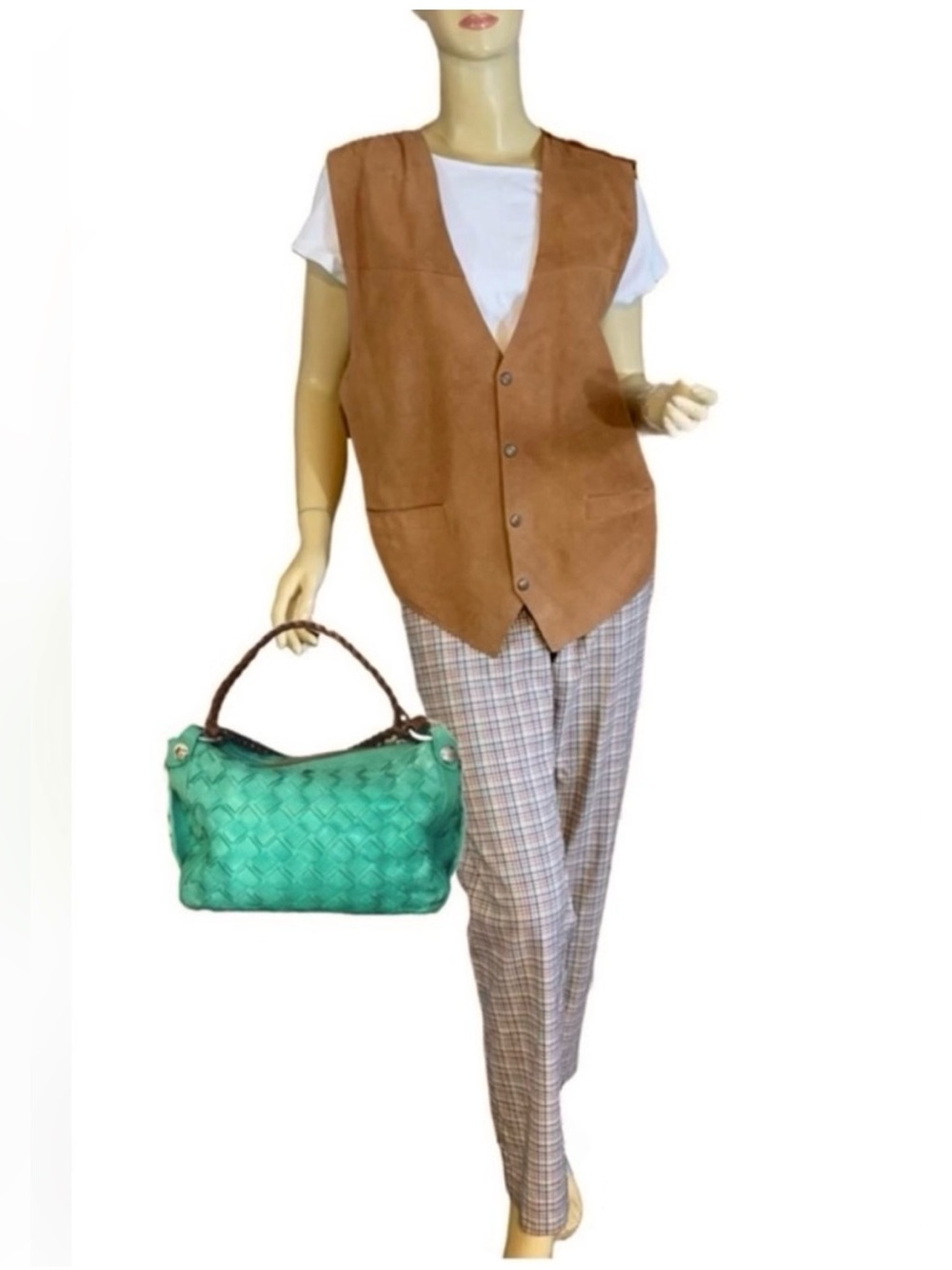 VINTAGE FALLS CREEK SUEDE AND SATIN SNAP BUTTON VEST (L)